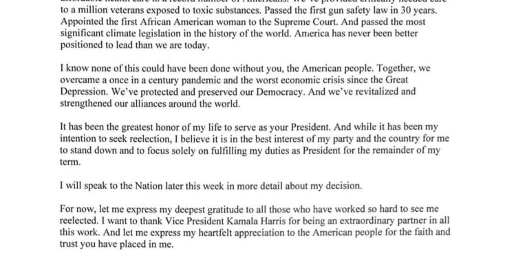 #DeUltimoMomento / Joe Biden declina su candidatura por la presidencia de EU