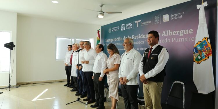 Inaugura Américo albergue y residencia en hospital de Matamoros durante enlace con el presidente AMLO