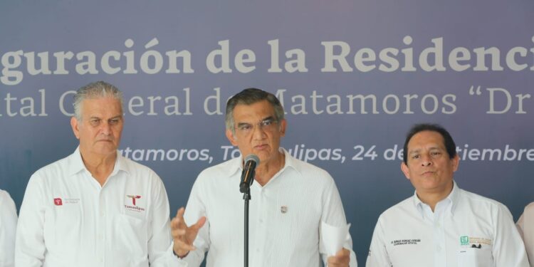 Inaugura Américo albergue y residencia en hospital de Matamoros durante enlace con el presidente AMLO
