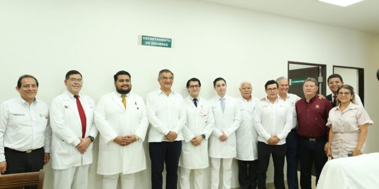 Inaugura Américo albergue y residencia en hospital de Matamoros durante enlace con el presidente AMLO