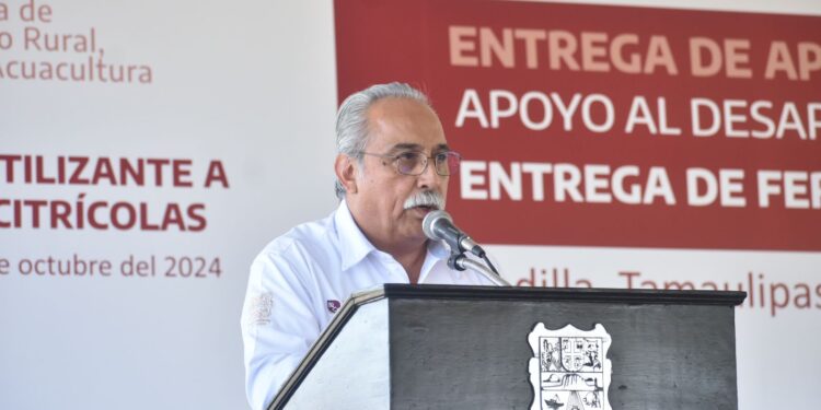 Entrega Gobierno de Tamaulipas 280 toneladas de fertilizante a productores citrícolas