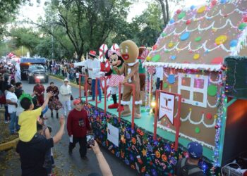 Encienden Américo y María monumental pino navideño