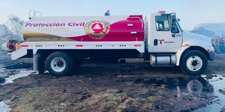 Activa Gobierno de Tamaulipas acciones protocolarias coordinadas para extinción de incendio