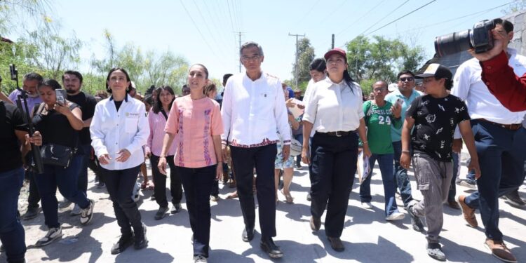 La presidenta Claudia y el gobernador Américo visitan a damnificados de Reynosa