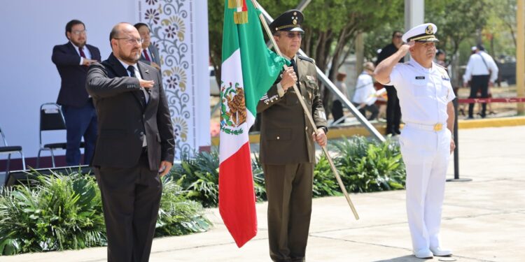 Conmemoran en Tamaulipas el 163 aniversario de la Batalla de Puebla y realizan toma de protesta de bandera del Servicio Militar Nacional