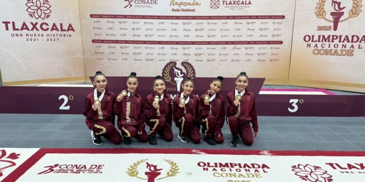 Presentación dorada de Gimnasia Rítmica de Tamaulipas en Olimpiada Nacional