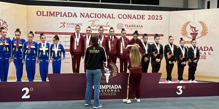 Presentación dorada de Gimnasia Rítmica de Tamaulipas en Olimpiada Nacional