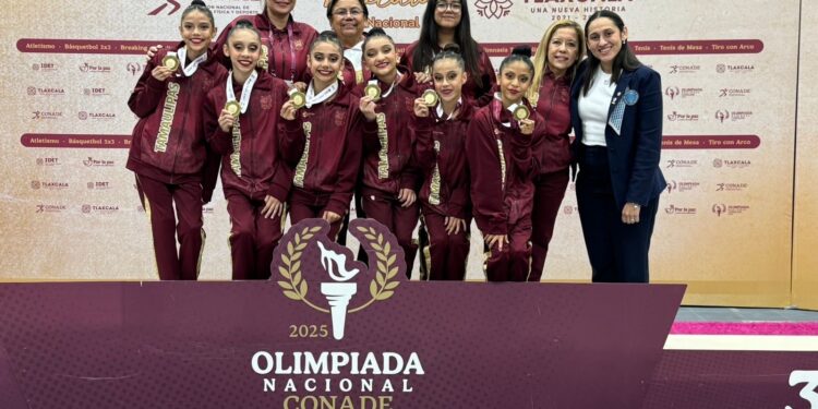 Presentación dorada de Gimnasia Rítmica de Tamaulipas en Olimpiada Nacional