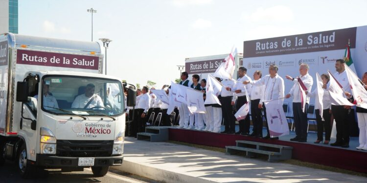 Da Américo banderazo histórico a las Rutas de la Salud en Tamaulipas; garantizan abasto de medicamentos