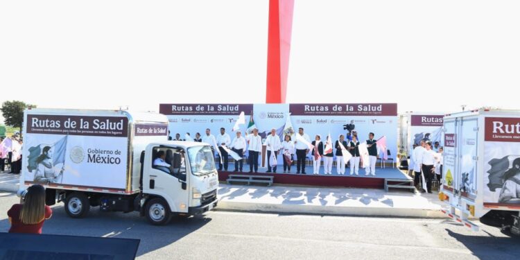 Da Américo banderazo histórico a las Rutas de la Salud en Tamaulipas; garantizan abasto de medicamentos