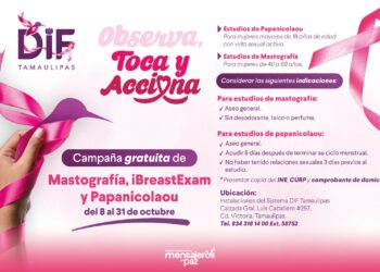Invita DIF Tamaulipas a la campaña de prevención y detección de cáncer de mama “Observa, Toca y Acciona”