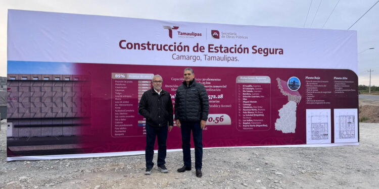Supervisan secretarios de Seguridad y Obras Públicas construcción de Estaciones Seguras en la frontera