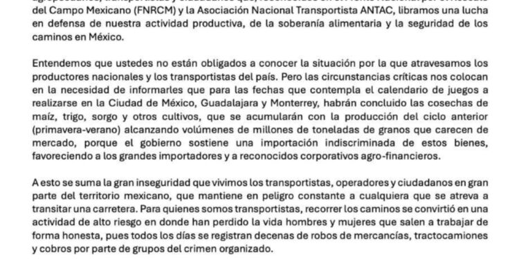 El Mundial 2026 bajo advertencia: Sectores productivos exigen seguridad y apoyos al campo