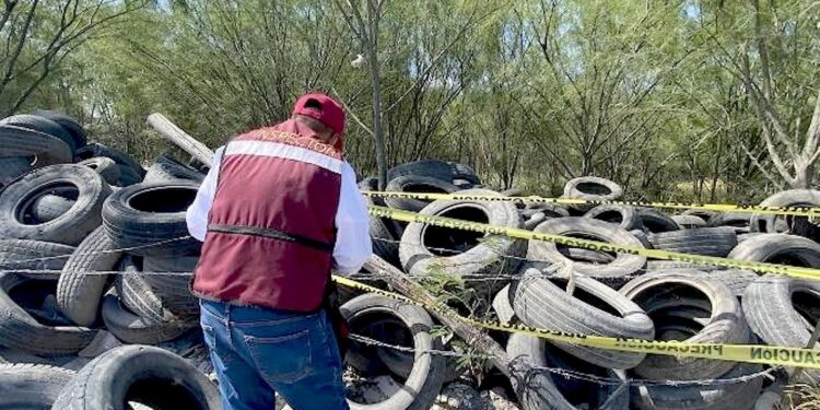 Clausuran y aseguran predio con llantas en desuso en Reynosa