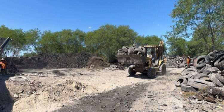 Avanza SEDUMA en trituración de llantas para reducir la contaminación en Reynosa